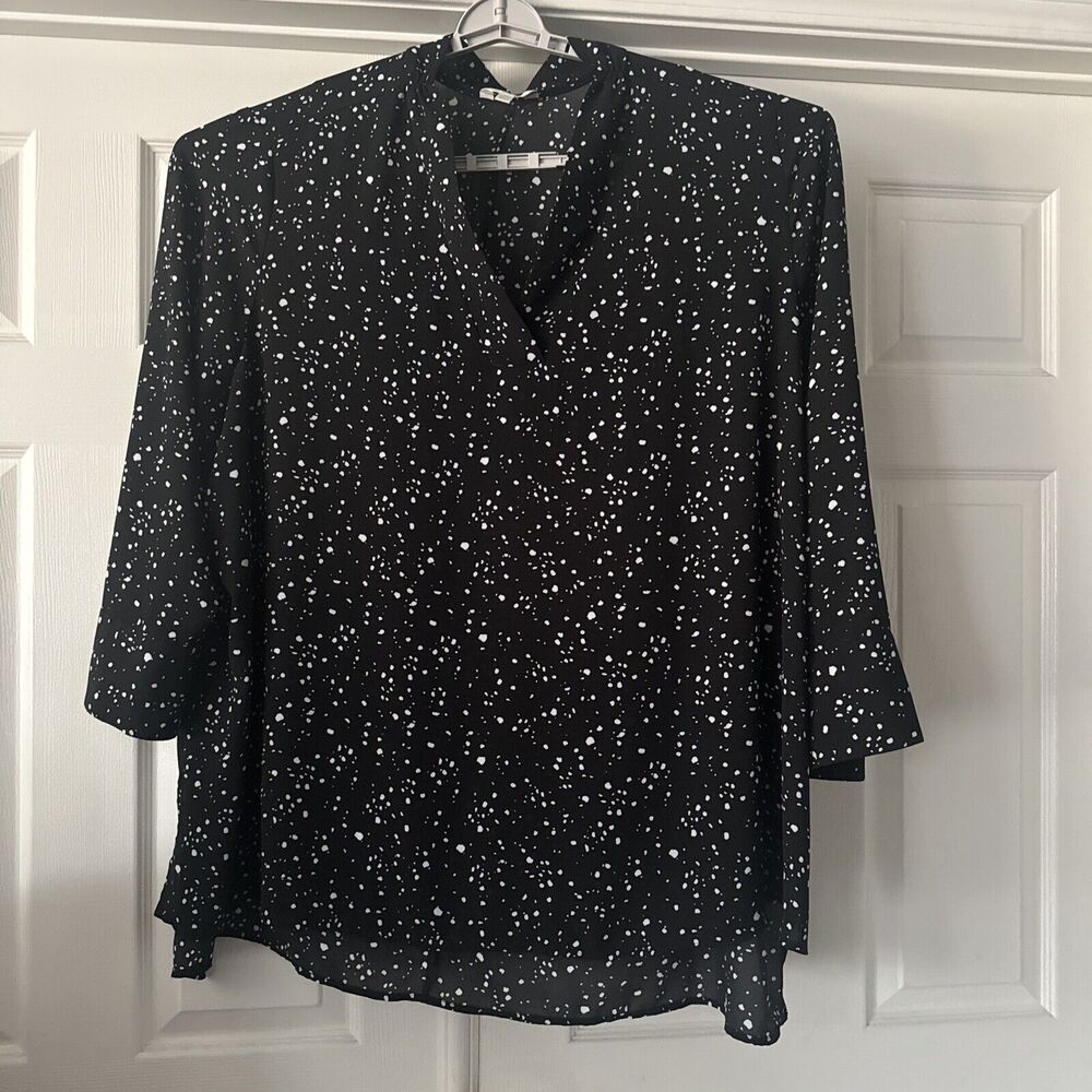 Terra Sky Womens Tunic Top Plus 4X Black V Neck Dots Goth Whimsigoth Witchy Core